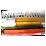 Vintage Japanese Mah Jong Set Royal Games with Tiles Four Racks Leather Croco Case / New Old Stock