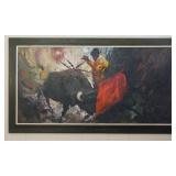 Signed Framed Oil Painting on Canvas Bull Fighter