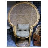Stunning Vintage Peacock Chair with Cushion and Matching Pillow Boho in mint condition!