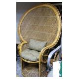 Stunning Vintage Peacock Chair with Cushion and Matching Pillow Boho in mint condition!