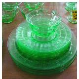 Glowing Uranium Glass Dishes Set