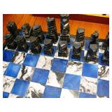 Blue Lapis Lazuli Stone Elegant Chess Board with Matching Checkers