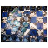 Blue Lapis Lazuli Stone Elegant Chess Board with Matching Checkers