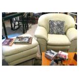 Matching White Leather Chair with Ottoman