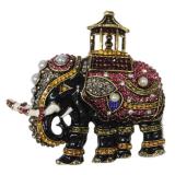 Rhinestone & Enamel  Elephant Brooch