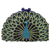 Crystal Rhinestone Peacock Clutch