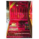 Vintage Thailand JAMES Bronzeware Flatware Set Complete with Chopstick Rests