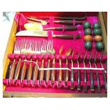 Vintage Thailand JAMES Bronzeware Flatware Set Complete with Chopstick Rests