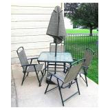 Small Table Set With Umbrella and Stand