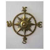 Large Brass Metal Nautical Compass Wall Art