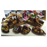 Vintage Mid-Century Monkey Pod Wood Arrangements and Fruit with Serving Tray