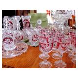 Vintage Hofbauer Byrdes German Lead Crystal Ruby Red Cut to Clear