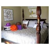 Carved Tall Post King Bed / Mattress Matching Dresser