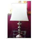 Silver Table Lamp with Fabric Shade