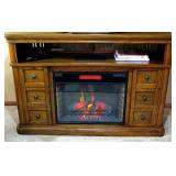 Solid Wood TV Stand with Electric Fireplace Heater w/ Remote
