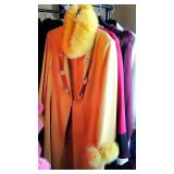 Designer Duster Jacket with Fox Trim and Matching Fox Hat