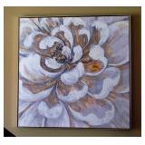 3D Large Gray Gold Flower Canvas Wall Art Hand Painted Flower