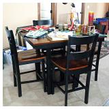 Solid Wood Counter Height Dining Table and 4 Chairs