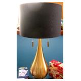Gold Teardrop Metal Table Lamp with 2 lights and Fabric Shade Set of 2