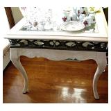 White Washed Side Tables with aged style Metal Inserts
