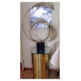 Windswept Sculpture by Curtis Jere On Marble Base / Curtis Jere Mid Century Brass Mirror Top Display
