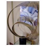 Windswept Sculpture by Curtis Jere On Marble Base / Curtis Jere Mid Century Brass Mirror Top Display
