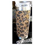 Jacqueline Kent Bubbles & Bling Tumbler Wild Thing Leopard Gold Tone