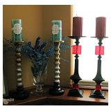 Tall Candleholders / Tall Vintage Red Block Candle Holders