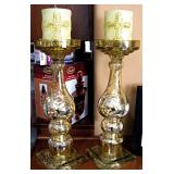 Mercury Glass Candle Holder Set with Candles