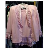 Designer Ballet Pink Jacket and Skirt with Seed Pearls and Stones