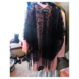 Black Lace Fringe Shawl