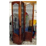 Gorgeous Vintage 3 Panel Room Divider Wrought Iron Solid Wood
