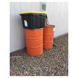 Metal 50-gal storage barrels