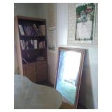 Large wood mirror + bookcase