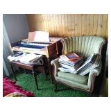 Hammond organ + wingback chair