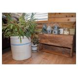 Crocks and old wooden boxes