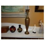 2 MOORCROFT VASES AND A BRASS VASE
