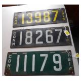 EARLY CT. PORCELAIN LIC. PLATES