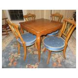 Antique French Leather Top Game Table and Four Chairs. Nicest I have seen in awhile.