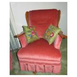 Vintage Velour Rocking Chair and Ottoman