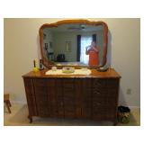 French Provincial Triple Dresser with Mirror