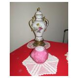 Noritake Urn and Case Satin Glass Rose Bowl