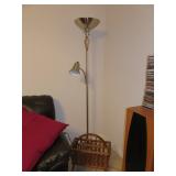 Chrome Floor Lamp and Magazine Rack