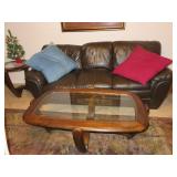 Leather Couch and Coffee Table