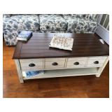 Distressed Natural Wood-Top Coffee Table, 48” L x 24” W x 18.5” H