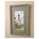 Signed Original watercolor by local artist “Manchester”, frame measures 26” high x 16” wide