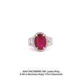 Natural Ruby & Diamond Ring-GIA