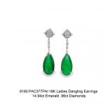 Lot #8160 Emerald  Earrings with Diamonds