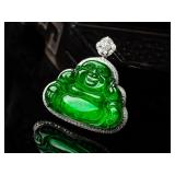 Lot #8095 Jadeite Jade Buddha Pendant-GIA