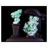 Lot #JD809 Jadeite Pair of Flowers